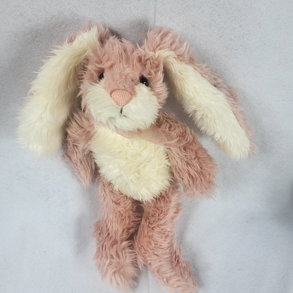 Russ Berrie Beatrice 10" Stuffed Plush Pink Fluffy Bunny‎ Rabbit Easter Spring